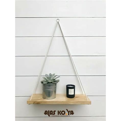 Jual Rak Dinding Kayu Gantung Tali Macrame Minimalis Aesthetic Rak