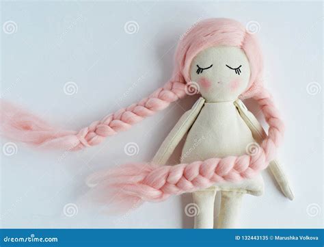 Rag doll with pink hair stock image. Image of accessory - 132443135