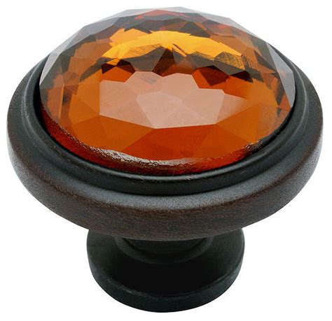 Cosmas 5317orb A Oil Rubbed Bronze And Amber Glass Round Cabinet Knob Traditional Cabinet