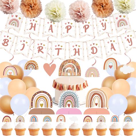 Buy 53pcs Boho Rainbow Birthday Party Decorations Kit With Boho Rainbow Theme Happy Birthday