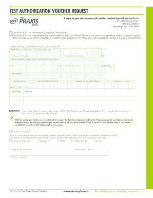 Test Authorization Voucher Request Form PDF ETS Ecsu Fill And