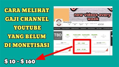 Cara Melihat Gaji Channel Youtube Yang Belum Di Monetisasi YouTube