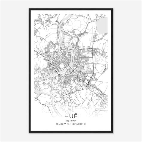 hue vietnam map poster hue city road wall art print custom maps