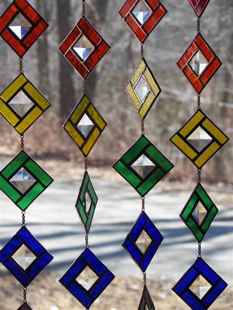 Stained Glass Rainbow Chain Stained Glass Suncatcher Rainbow