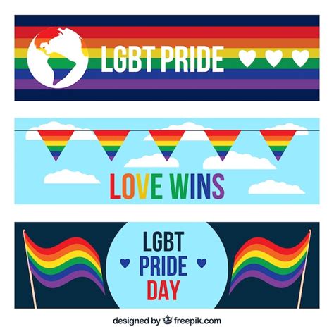 Free Vector Lgbt Pride Banners In Flat Style