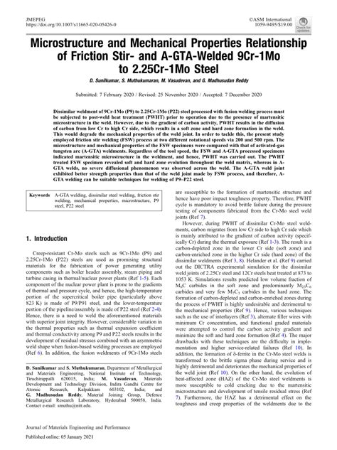 PDF Microstructure And Mechanical Properties Relationship Of Friction