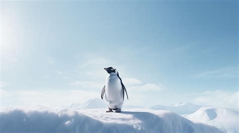 Premium Photo A Lonely Penguin On The Snow