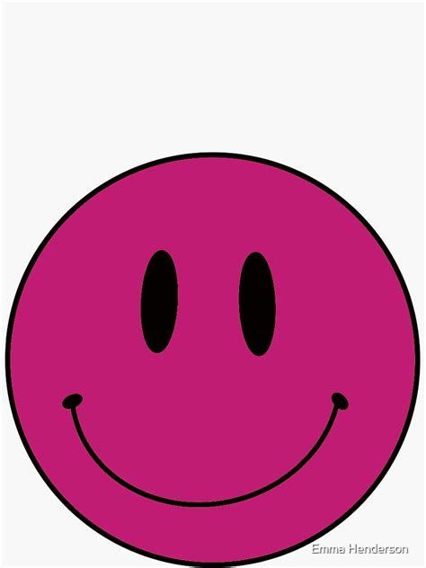 Pink Smiley Face Sticker By Emmahenderson Redbubble