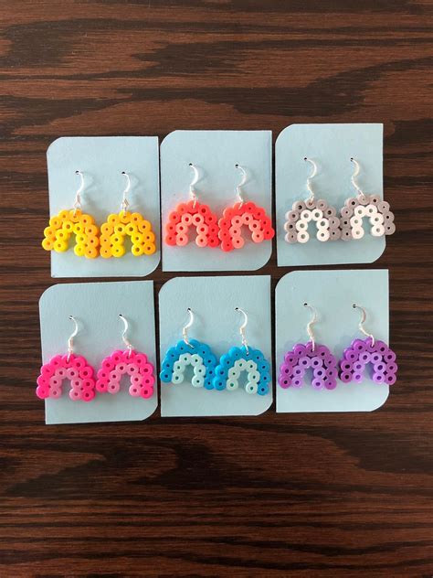 Rainbow Dangle Perler Bead Earrings Etsy