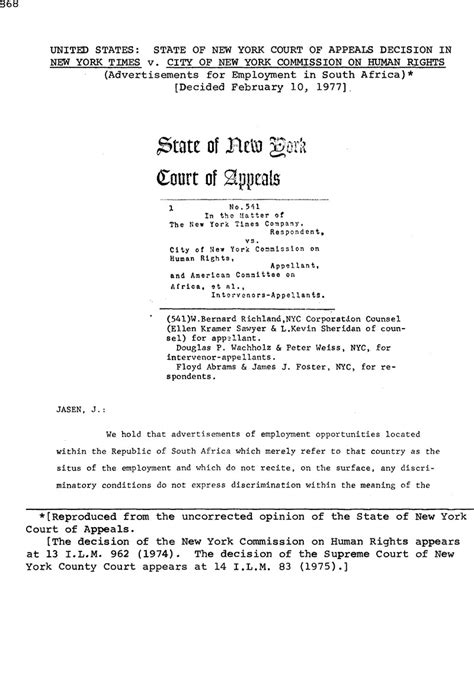 United States State Of New York Court Of Appeals Decision In New York