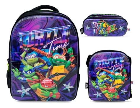 Kit Mochila Lonchera Y Lapicera Tortugas Ninja Kinder Vs5740 Envío gratis