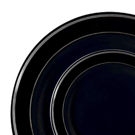 Black With Silver Edge Rim Plastic Dinnerware Value Set 120 Settings