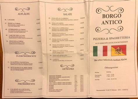 Speisekarte von Borgo Antico restaurant Münster