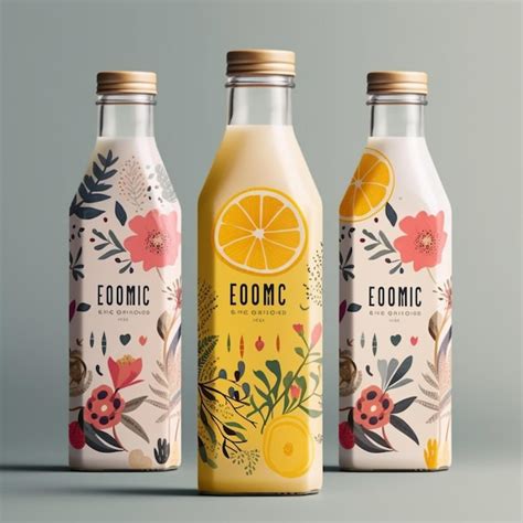 Premium Ai Image Three Bottles Of Juice With Flowers And The Words