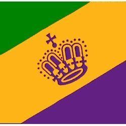 Purple, Green, and Gold Mardi Gras Flag with Crown