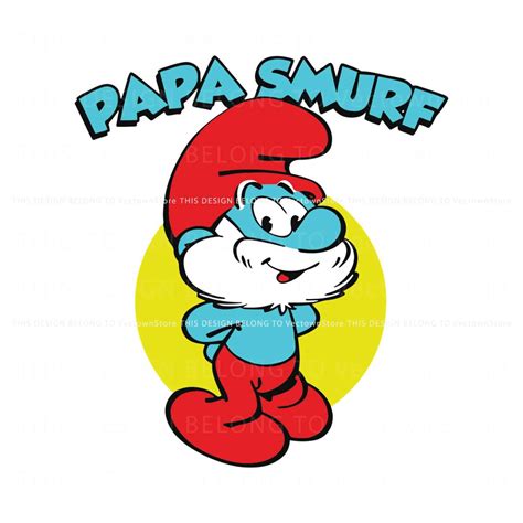 Funny Papa Smurf Cartoon Character SVG