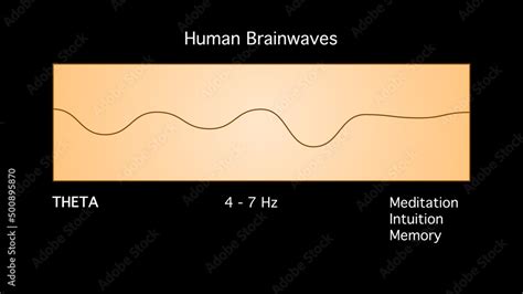 Theta Human Brain Waves Diagram Illustration on Black Background Stock ...