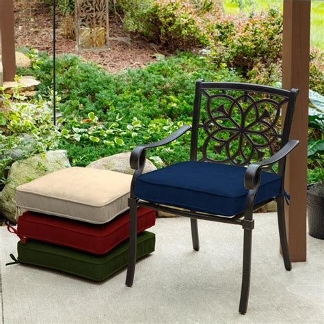 Allen Roth 20 In X 20 In Madera Linen Navy Premium Patio Chair Cushion At