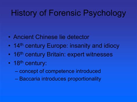 History Of Forensic Psychology