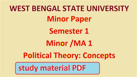 Wbsu 1st Semester Minor Political Science Study Material PDF YouTube