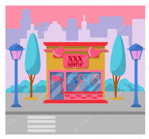 Ilustración Vectorial De Un Sex Shop Ilustración De La Fachada