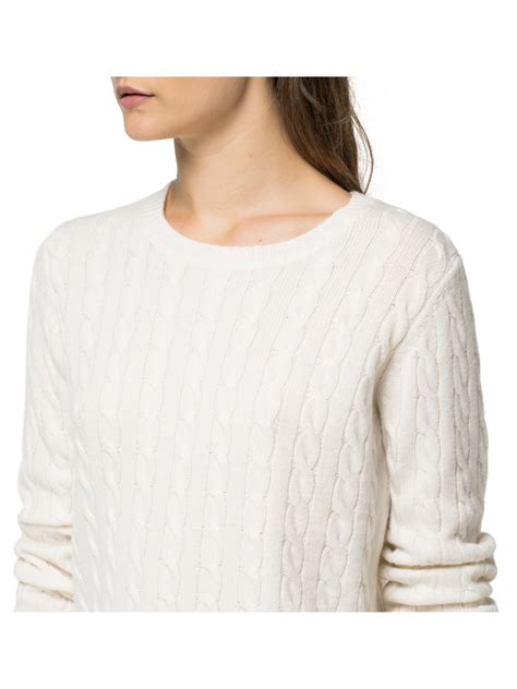 Tommy Hilfiger Ivina Cable Knit Jumper In White Lyst