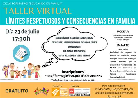 Abiertas las inscripciones del taller virtual Límites respetuosos y