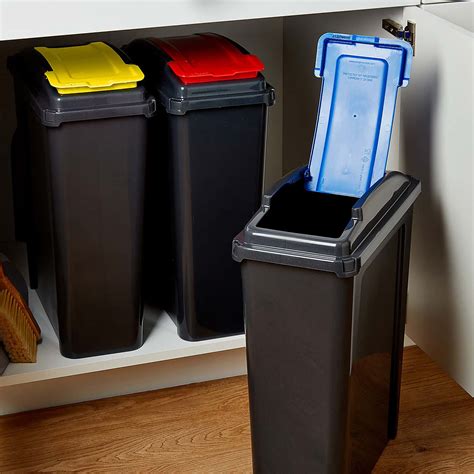 Wham 25l Set Of 3 Recycling Bins With Red Blue And Yellow Lids Dunelm