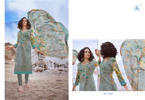 Alok Suits Kanika Embroidered Digital Printed Pure Jam Cotton Dress