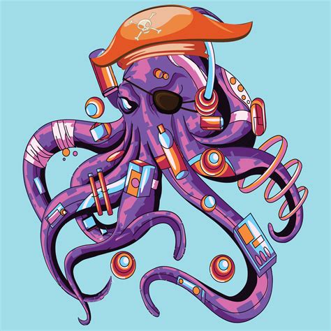 PIRATE OCTOPUS Cartoon vector cute. 24139171 Vector Art at Vecteezy