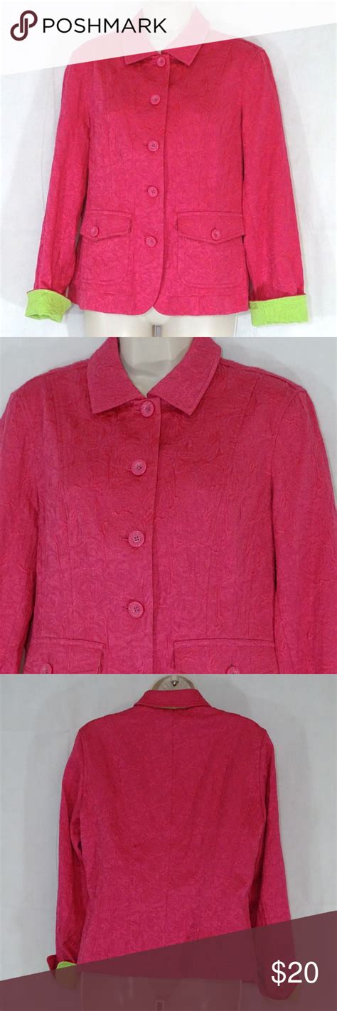 Coldwater Creek Jacket Women Size 8 Pink Green Cuf Coldwater Creek