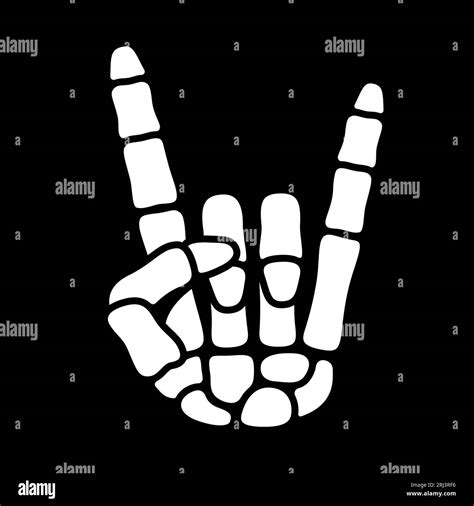 Skeleton Hand Making Rock Sign Heavy Metal Hand Gesture In Cartoon