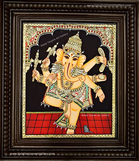 Dancing Ganesha Tanjore Paintings BalajiTanjoreArtGallery