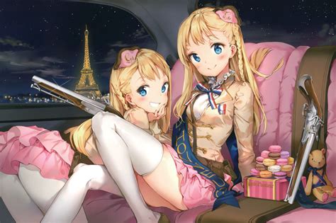 Wallpaper Gun Blonde Long Hair Anime Girls Blue Eyes Weapon