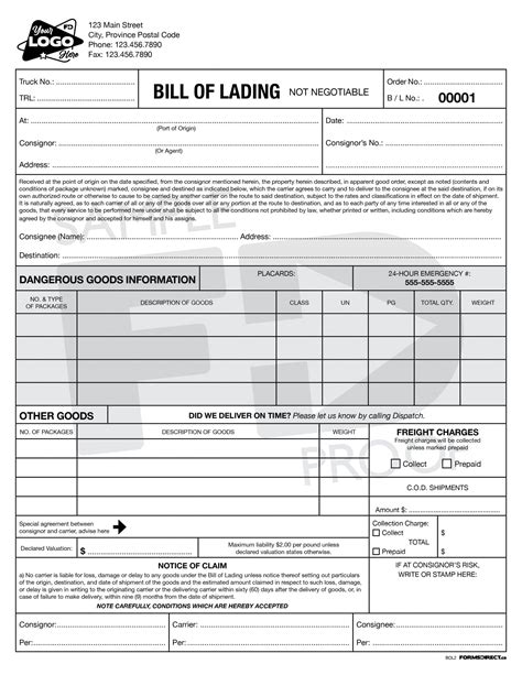 Bill Of Lading Bol2 Custom Ncr Form Template Forms Direct