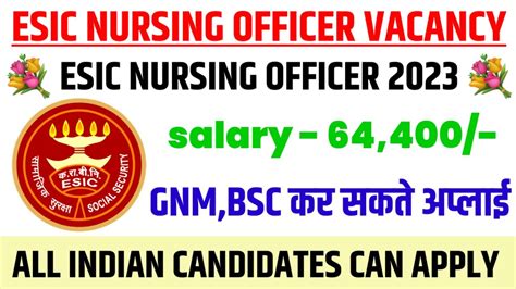 Esic Nursing Officer Vacancy Nursing Officer Vacancy Esic