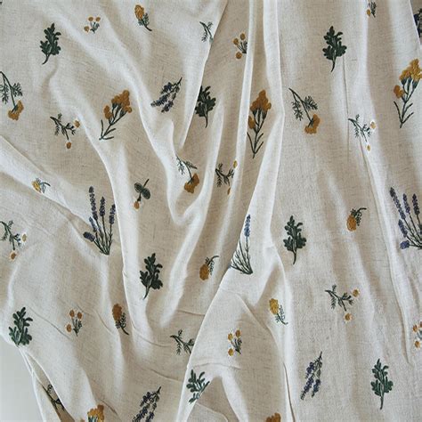 Japanese Vintage Cotton And Linen Flower Embroidery Fabric Etsy Schweiz