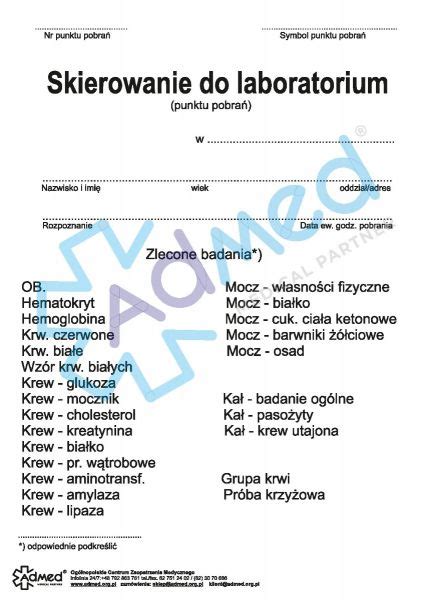 Skierowanie Do Laboratorium A Admed