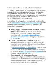 LOGISTICA docx Cuál es la importancia de la logística internacional