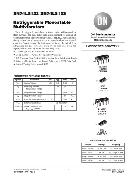 Ls Datasheet Dual Retriggerable Monostable Multivibrators