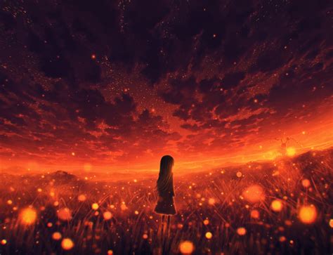 1452x1112 Cool Anime Alone Girl Art 1452x1112 Resolution Wallpaper Hd