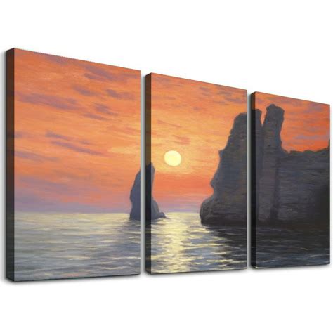 Nawypu The Manneport Cliff At Etretat Sunset By Claude Monet Canvas