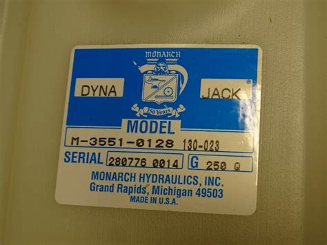 Monarch Hydraulics Dyna Jack Power Unit Pump M Joseph