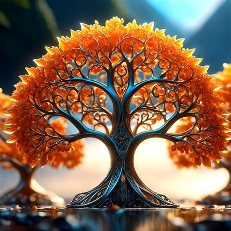 Premium Ai Image Tree Of Life Intricate Leaf Fractal Structure