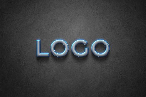 Blue Neon Tube Logo Mockup - Design Cuts