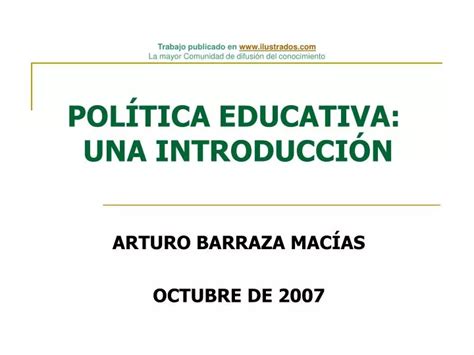 PPT POLÍTICA EDUCATIVA UNA INTRODUCCIÓN PowerPoint Presentation