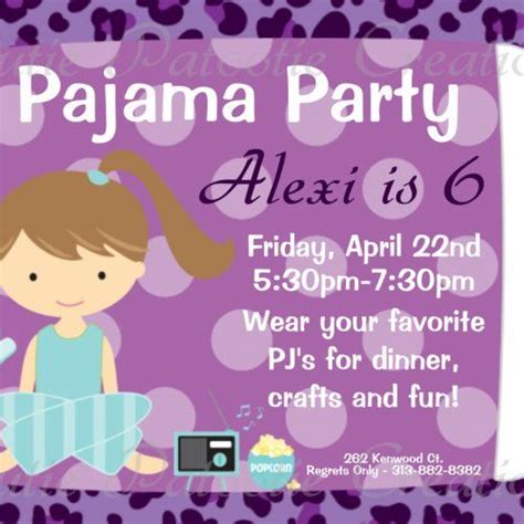 Slumber Party Birthday Invitation Pajama Party Birthday Invitation