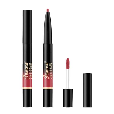 Jmheeeeee Double Head Automatic Lip Gloss Lip Liner Matt Velvet Lip Glaze Bissu Cosmetics Rare