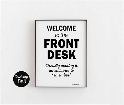 Front Desk Welcome Sign Printable Hotel Reception Wall Poster Funny