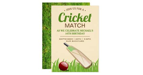 Cricket Sport Birthday Party Invitation Uk